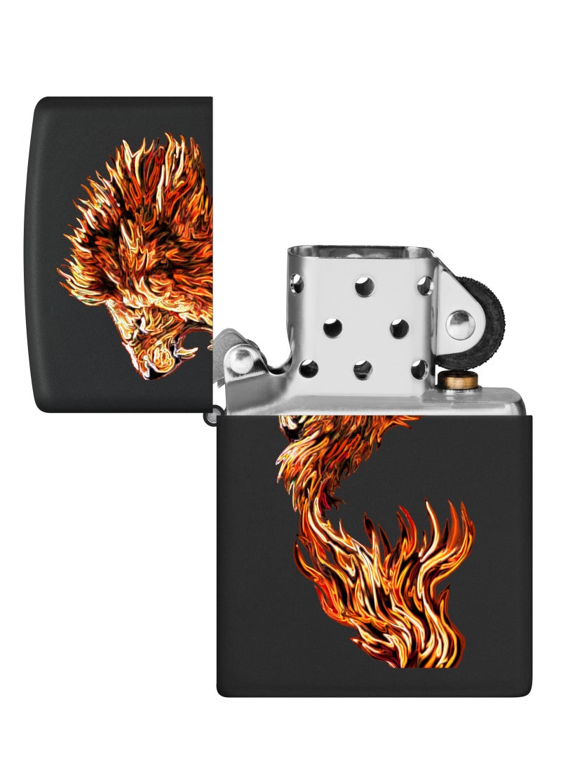 Zippo ولاعة النار الأسود غير اللامع Ci400225 218 أسد النار - Image 4