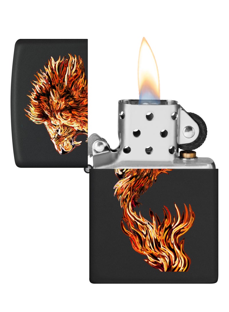 Zippo ولاعة النار الأسود غير اللامع Ci400225 218 أسد النار - Image 3