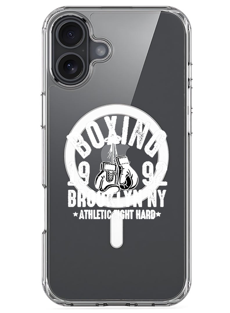 Theodor Magnetic Case for Apple iPhone 17 Compatible with MagSafe Wireless Charging, Shockproof Phone Bumper Cover - Boxing Brooklyn - White - Image 1