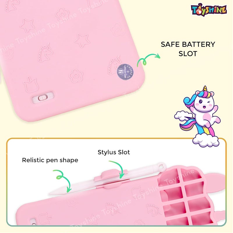 Toyshine لوحة كتابة LCD بتصميم يونيكورن صغيرة، لوحة رسم لطيفة بحجم شاشة 8 سم، ألعاب تعليمية للأطفال الصغار من 3 سنوات فما فوق، باللون الوردي - Image 2