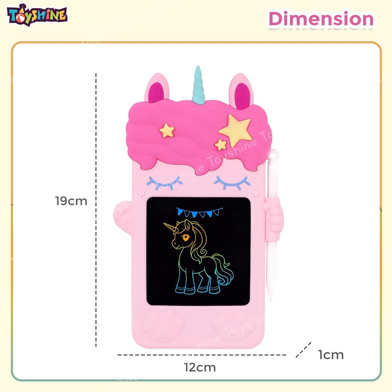 Toyshine لوحة كتابة LCD بتصميم يونيكورن صغيرة، لوحة رسم لطيفة بحجم شاشة 8 سم، ألعاب تعليمية للأطفال الصغار من 3 سنوات فما فوق، باللون الوردي - Image 5