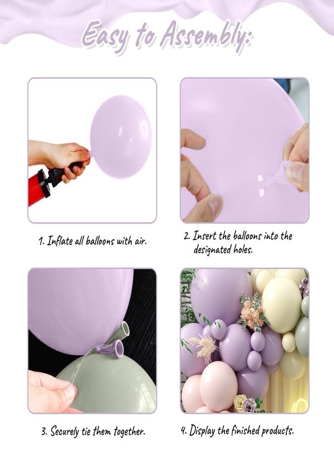 Sowide Pink Purple Green Balloon Arch Kit, 122Pcs Dusty Pink Light Green Macaron Yellow Pastel Balloons for Kids Girl Flower Party Decorations Spring Baby Shower Wedding Engagement Fairy Birthday Supplies - Image 3