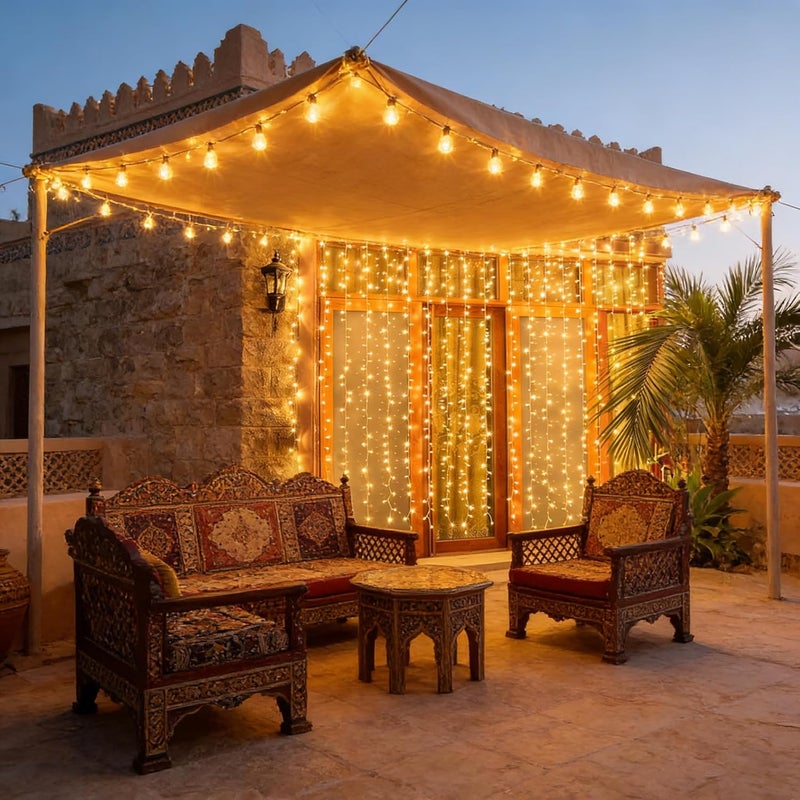 Pomefar Ramadan Decoration Lights, 200LED Ramadan Hanging Lights for Home Wall Outdoor Indoor Backdrop Window（ 6.5 * 6.5ft） - Image 5