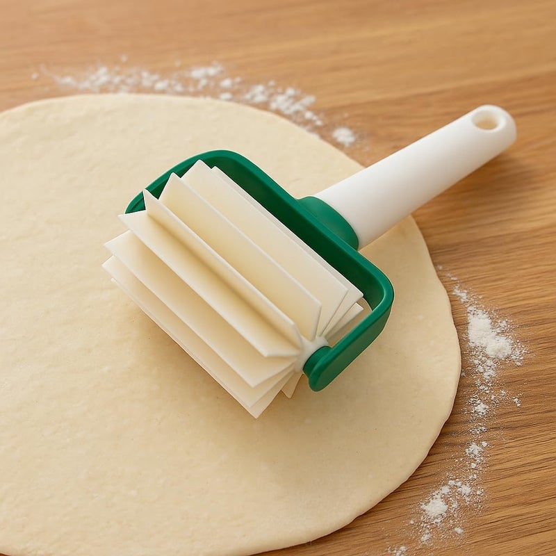 FITTO 2pcs Roller Wheel Baking Tool - Dough Roller Cutter for Even Dough - Non-Toxic PP Material, Green & White Rolling Pin for Cookies, Pastries, Pizza, & More - Image 2