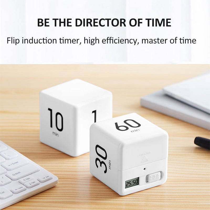 Cube Timers Time Management and Countdown Settings with Gravity Sensor Flip Timer 2.6 Inch Kids Timer 15-20-30-60 Minutes for Studying Cooking Reading Exercise - Image 2