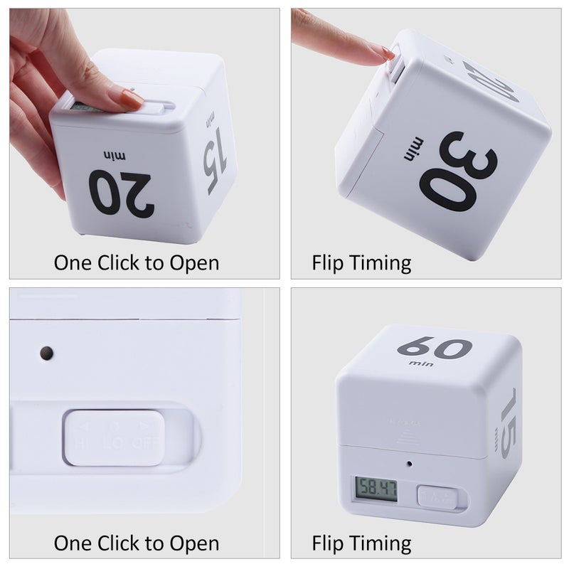 Cube Timers Time Management and Countdown Settings with Gravity Sensor Flip Timer 2.6 Inch Kids Timer 15-20-30-60 Minutes for Studying Cooking Reading Exercise - Image 4
