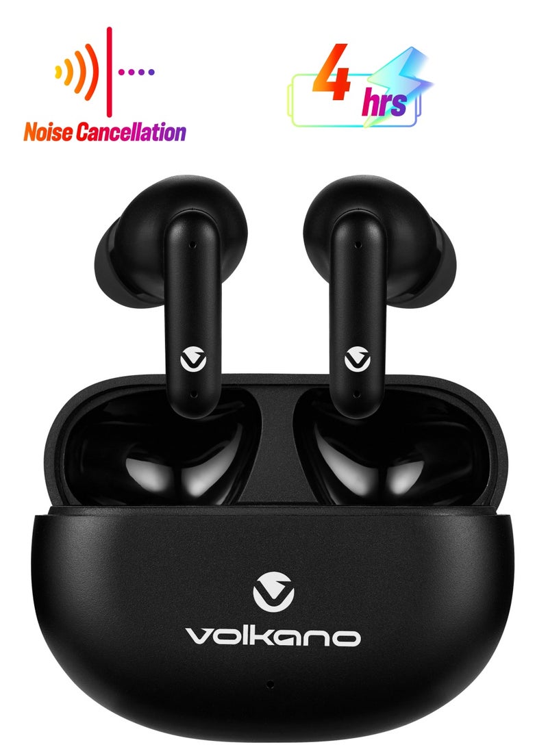 Volkano Volkano Willow ENC TWS Earphone with advanced noise cancellation and Hall switch, Bluetooth Version: V5.3,Long Battry Life,IPX4.Playtime 4h,Driver Size 10mm.Black  - Image 1