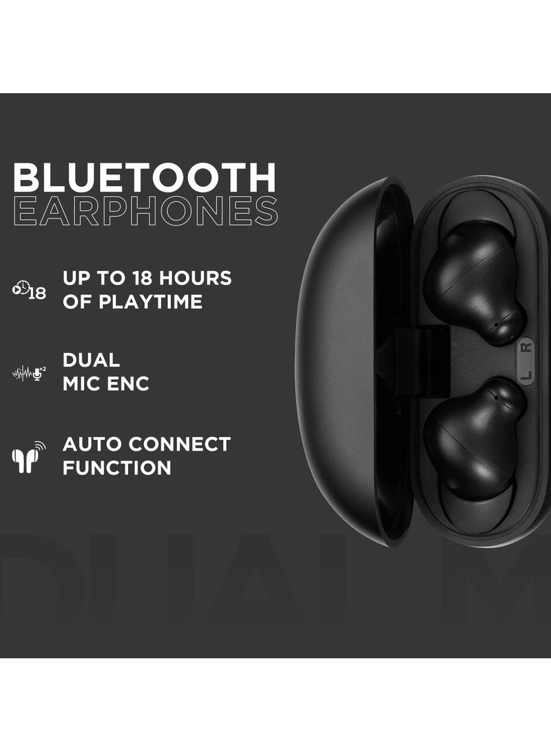 Volkano Willow ENC True Wireless Earphones, Bluetooth 5.3, Dual Mic, In-Ear, IPX4 Waterproof, Lightweight, Type-C Charging Case with 2x Full Recharges, 4-6H Playtime, Black - Image 3