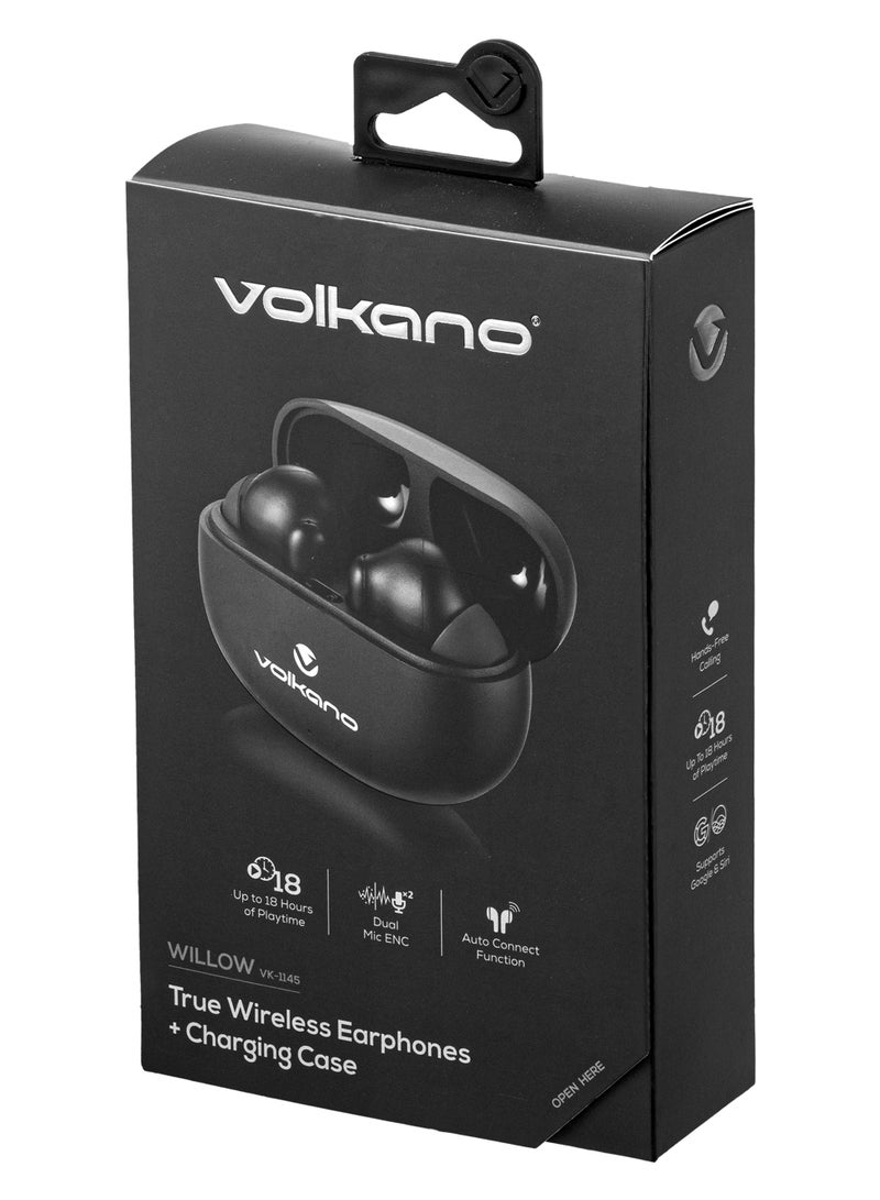 Volkano Volkano Willow ENC TWS Earphone with advanced noise cancellation and Hall switch, Bluetooth Version: V5.3,Long Battry Life,IPX4.Playtime 4h,Driver Size 10mm.Black  - Image 2