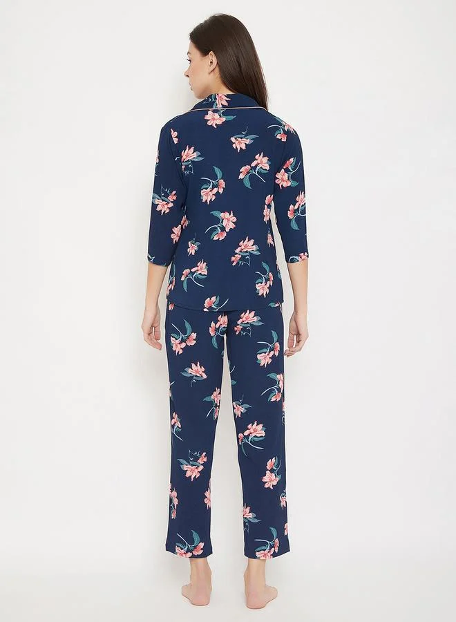 Clovia  Floral Print Button Down Shirt & Pyjama Set by Styli for Women | Best Price UAE