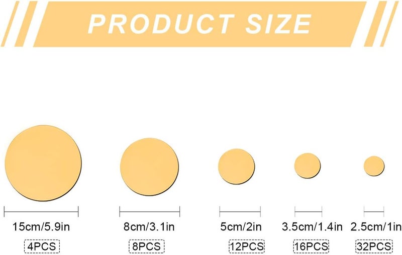 TPGP Gukasxi 72 Pieces Gold Acrylic Round Circle Mirror DIY Wall Stickers - Image 2