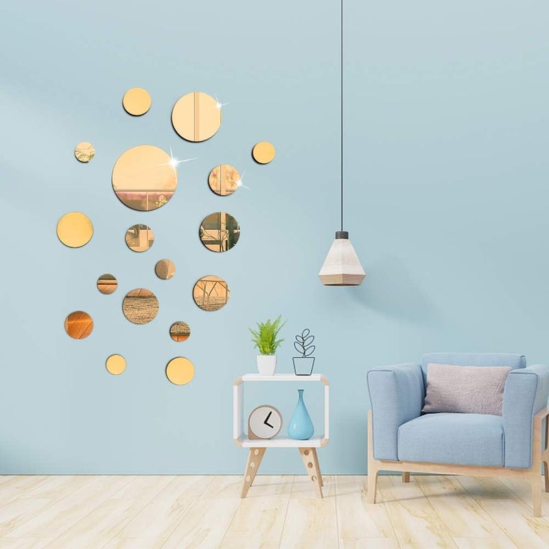 TPGP Gukasxi 72 Pieces Gold Acrylic Round Circle Mirror DIY Wall Stickers - Image 4