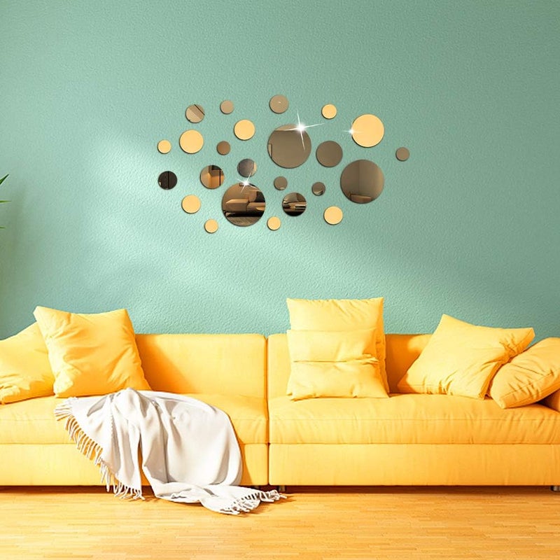 TPGP Gukasxi 72 Pieces Gold Acrylic Round Circle Mirror DIY Wall Stickers - Image 5