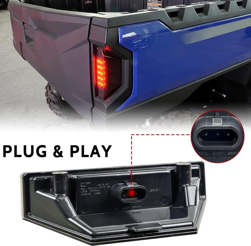 KATIMOTO LED Tail Lights for Polaris Ranger 570 900 1000 CREW - Smoked Black (2PCS) - Image 3