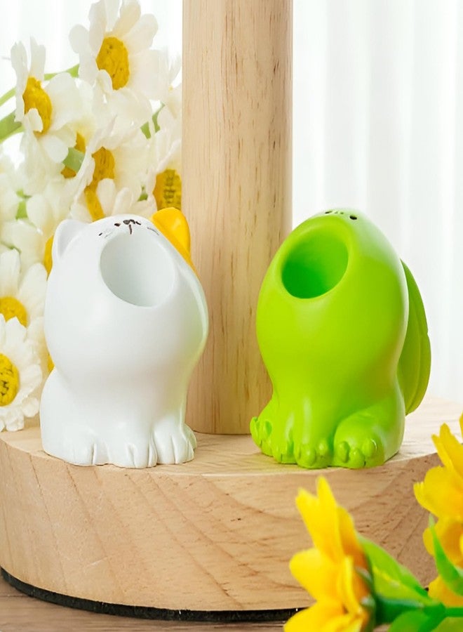 GadgetNova Cute Pen Holder- Resin Cat, Turtle, Dinosaur, Shark Animal Paperclip Pen Holders Organizer Kawaii Desk Accessories | Funny Pencil Holders for Office Desk Decor(Set of 4) - Image 5