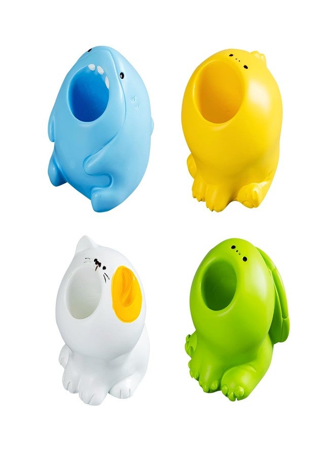 GadgetNova Cute Pen Holder- Resin Cat, Turtle, Dinosaur, Shark Animal Paperclip Pen Holders Organizer Kawaii Desk Accessories | Funny Pencil Holders for Office Desk Decor(Set of 4) - Image 1