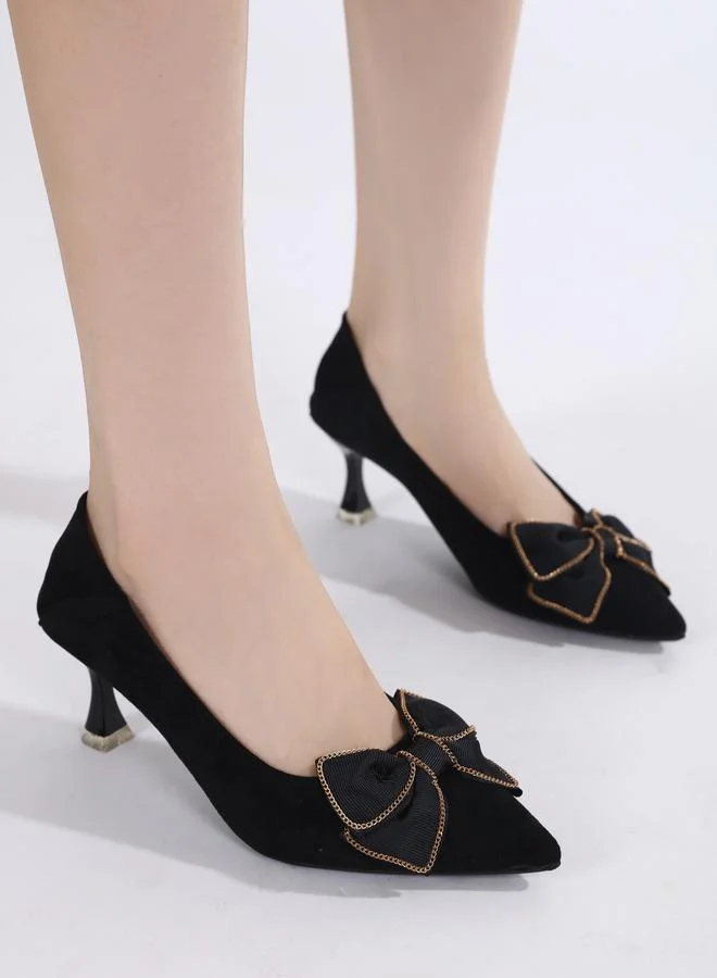 سنيك ايه بيك حذاء بامب بكعب قطة ومقدمة مدببة