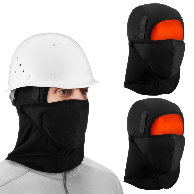 Chicingyou 2 Pcs Winter Hard Hat Liner with Mask Helmet Liners for Men Thermal Beanie Cotton Mask for Outdoor Workers(Black) - Image 1