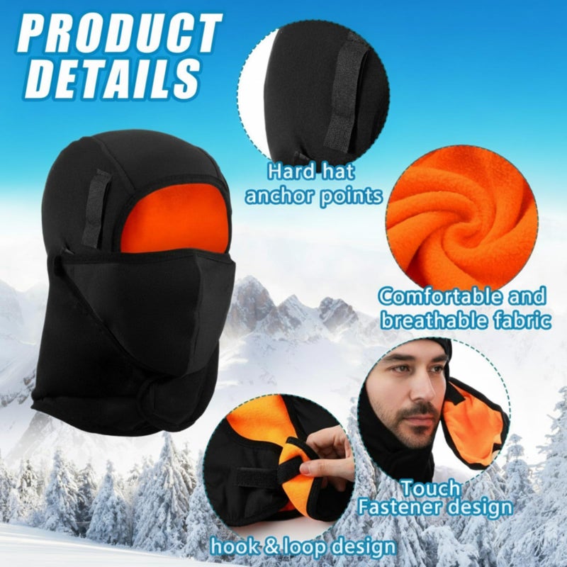 Chicingyou 2 Pcs Winter Hard Hat Liner with Mask Helmet Liners for Men Thermal Beanie Cotton Mask for Outdoor Workers(Black) - Image 3