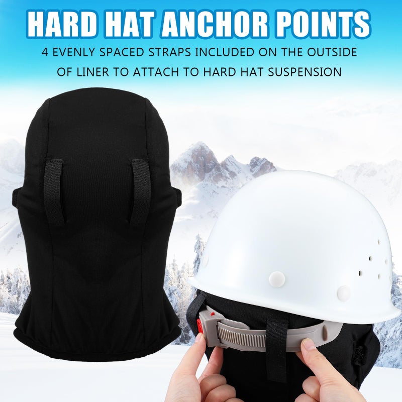 Chicingyou 2 Pcs Winter Hard Hat Liner with Mask Helmet Liners for Men Thermal Beanie Cotton Mask for Outdoor Workers(Black) - Image 4