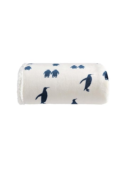 Throw Blanket Super Soft Reversible Sherpa Fleece Bedding Ideal And White Elephant Gifts Cozy Plaid Throw Blankets For Couch Emperor Penguin Throw
