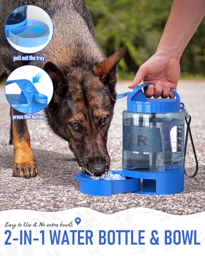 lesotc Portable Dog Travel Water Bottle, 77oz Large Dog Water Bowl Dispenser Portable, Leakproof Pet Drinking Bottle Dispenser for Hiking Camping Walking Travelling Beach Car Trips, BPA Free,Blue - Image 4