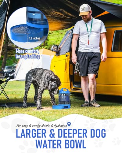 lesotc Portable Dog Travel Water Bottle, 77oz Large Dog Water Bowl Dispenser Portable, Leakproof Pet Drinking Bottle Dispenser for Hiking Camping Walking Travelling Beach Car Trips, BPA Free,Blue - Image 3