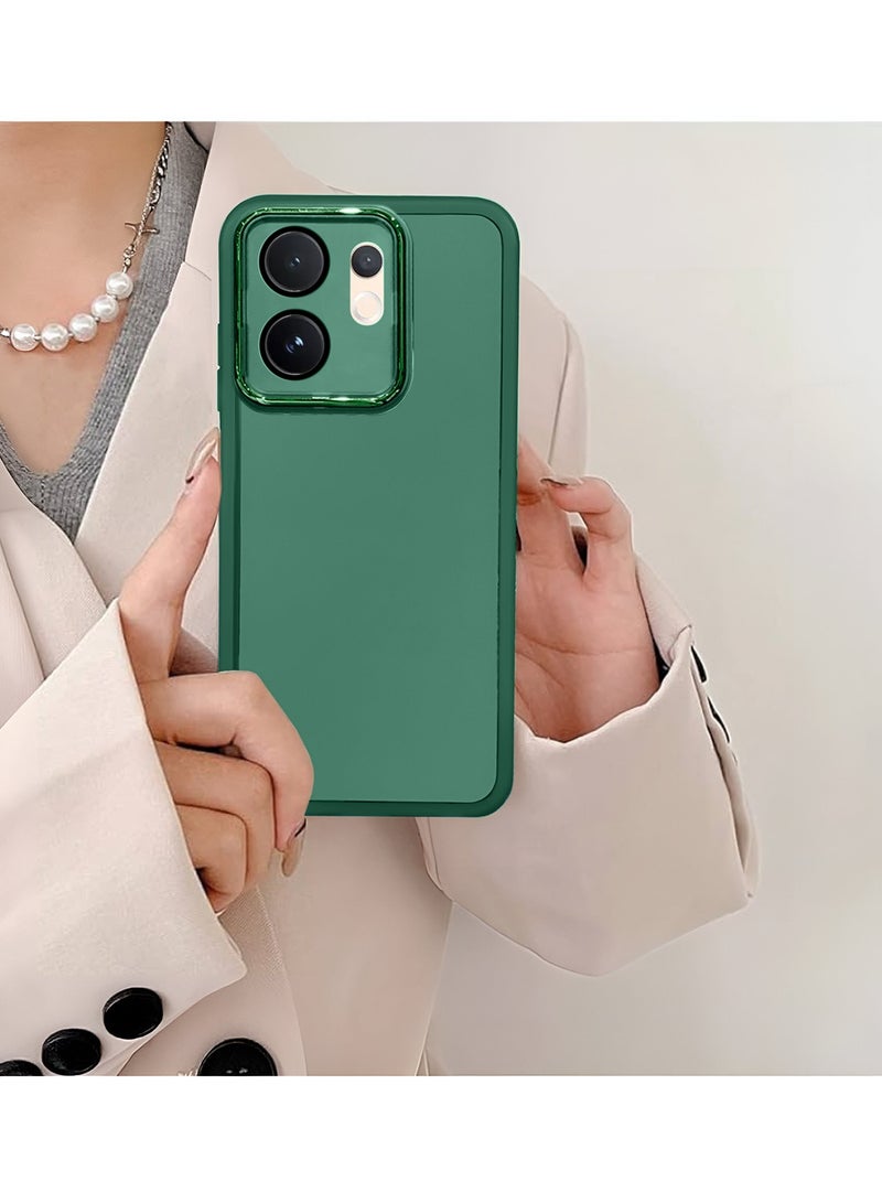 دبليو تيك غلاف خلفي أنيق مزود بحماية عدسة كاميرا من السيليكون الشفاف الناعم TPU لهاتف vivo V60 5G 2025 - أخضر داكن - Image 4