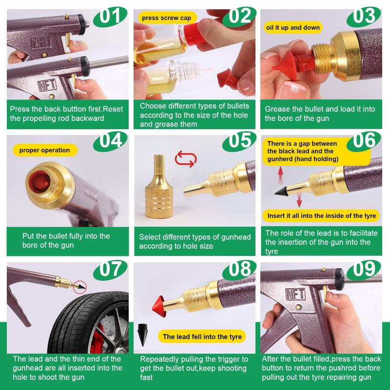 SBGGRL 37 Pcs Mushroom Tire Plug Kit,Tire Plug Gun with 16 Plugs for Tubeless Tyre Punctures and Flats on Motorcycle,ATV,Trucks & Tractors,Fix a Flat Roadside Rapid Repair Set - Image 4