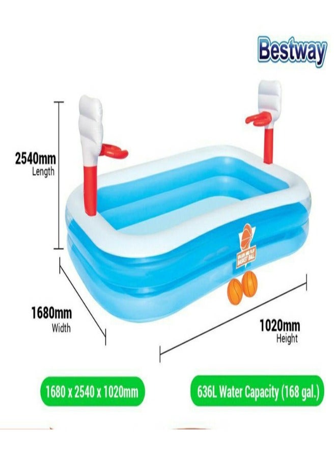 Bestway بركة كرة السلة القابلة للنفخ من بست واي 253X168X102 سم -26-54122 - Image 1