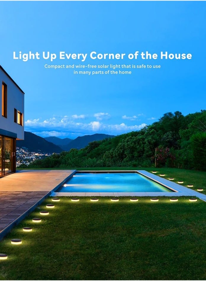 Vmax 1-Pack Solar Garden Light Outdoor Warm White LED Disk Lamp, Waterproof Round Spike & Wall Mounted Light for Yard, Lawn, Patio & Flower Bed Decoration - Image 2