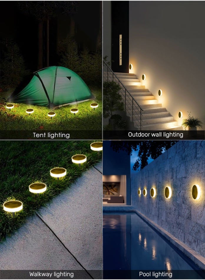 Vmax 1-Pack Solar Garden Light Outdoor Warm White LED Disk Lamp, Waterproof Round Spike & Wall Mounted Light for Yard, Lawn, Patio & Flower Bed Decoration - Image 4