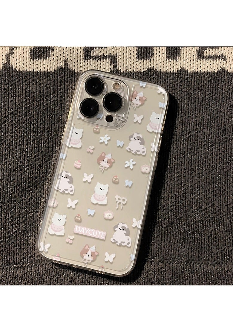 Full-Screen Puppies and Kittens Collection Transparent Case for iPhone 16 Pro Max – Cute, Shockproof, Stylish - Image 1