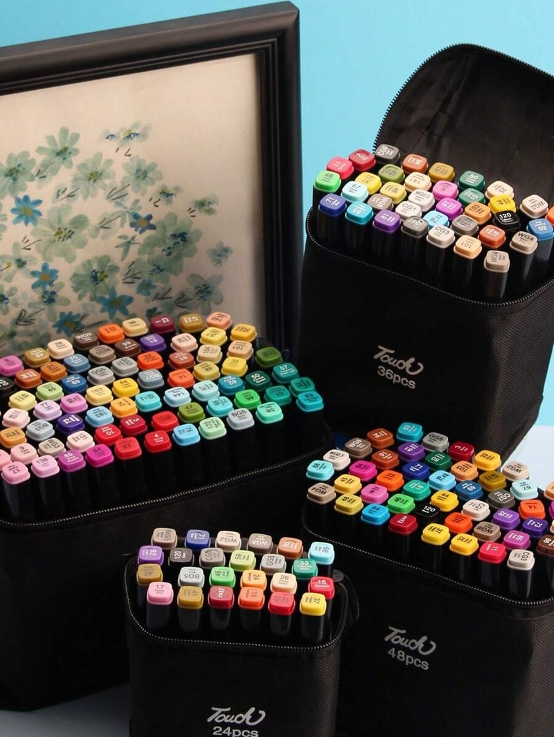 Shein 12/24/36/48/60/80 Color Marker Set for Anime & Art Drawing, Sketching, Watercolor Pens - Perfect Holiday Gift, School Supplies, Back to School - Image 3