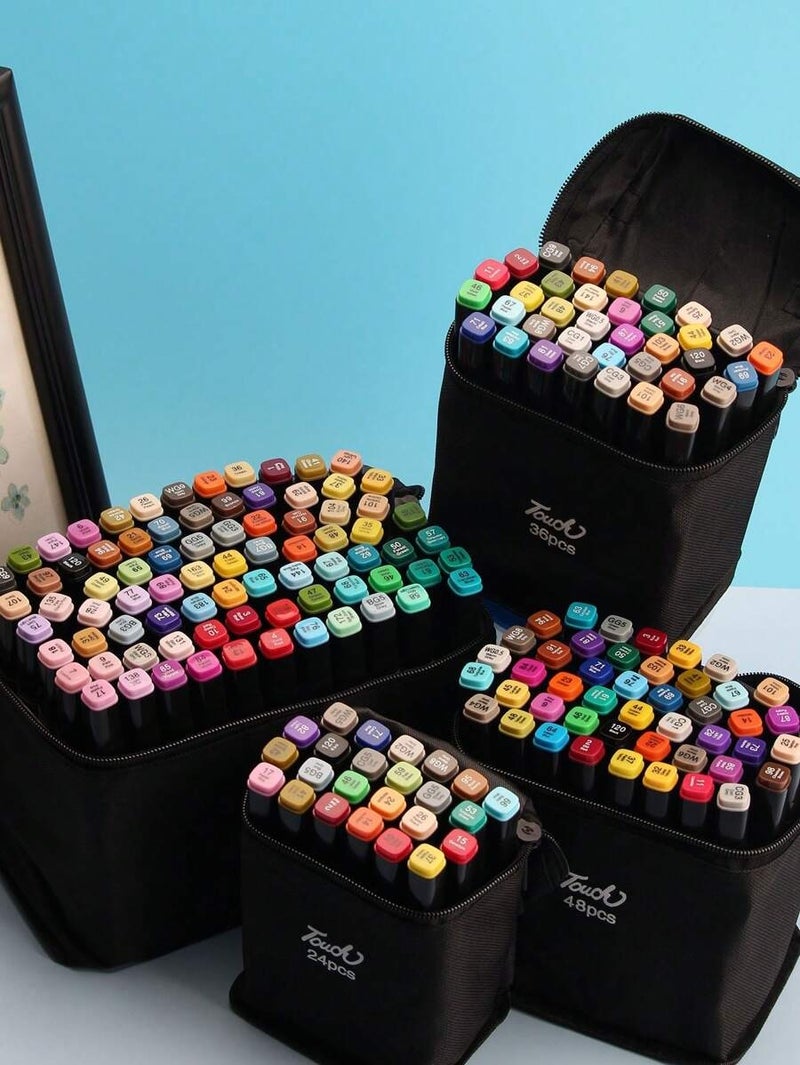 Shein 12/24/36/48/60/80 Color Marker Set for Anime & Art Drawing, Sketching, Watercolor Pens - Perfect Holiday Gift, School Supplies, Back to School - Image 1