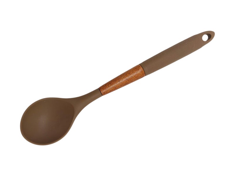Wooden Handle Silicone Ladle - Brown - Image 3