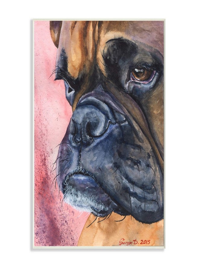 Stupell Industries Pensive Boxer Dog Pet Portrait Brown Pink - Image 1