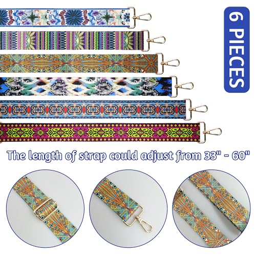 Grosun 6 Pieces Purse Straps Replacement Crossbody Straps for Purses 1.5 Inches Purse Strap Purse Replacement Straps for Handbags Shoulder Strap (Retro Style) - Image 2