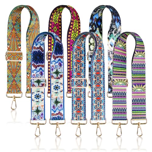 Grosun 6 Pieces Purse Straps Replacement Crossbody Straps for Purses 1.5 Inches Purse Strap Purse Replacement Straps for Handbags Shoulder Strap (Retro Style) - Image 1