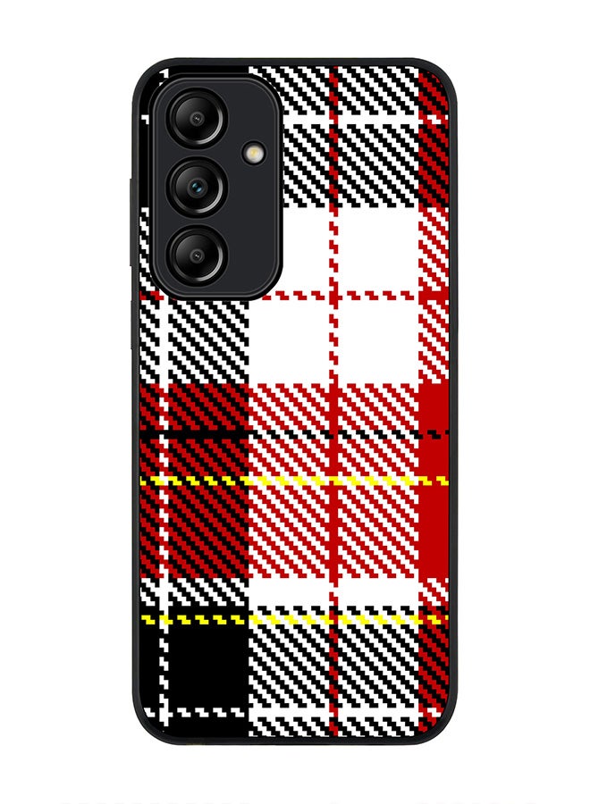 Stylizedd Rugged Black Edge Case for Samsung Galaxy A55, Slim fit Soft Case Flexible Rubber Edges Anti Drop TPU Gel Thin Cover -  English Flannel - Image 1