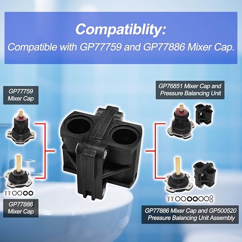 TycoonWon 2PCS GP500520 Pressure Balancing Unit Cartridge (SHOWER) Compatible with Kohler GP77759,GP77886 Mixer Cap,Replacement for rite-temp bath and 1/2" pressure balancing shower valves with single handle - Image 2