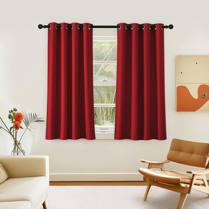 NICETOWN Room Darkening Blackout Red Curtain - (Burgundy Red) Home Decor Energy Smart Thermal Insulated Window Treatment Drape/Drapery for Kitchen, 52x63 Inch,1 Piece - Image 1