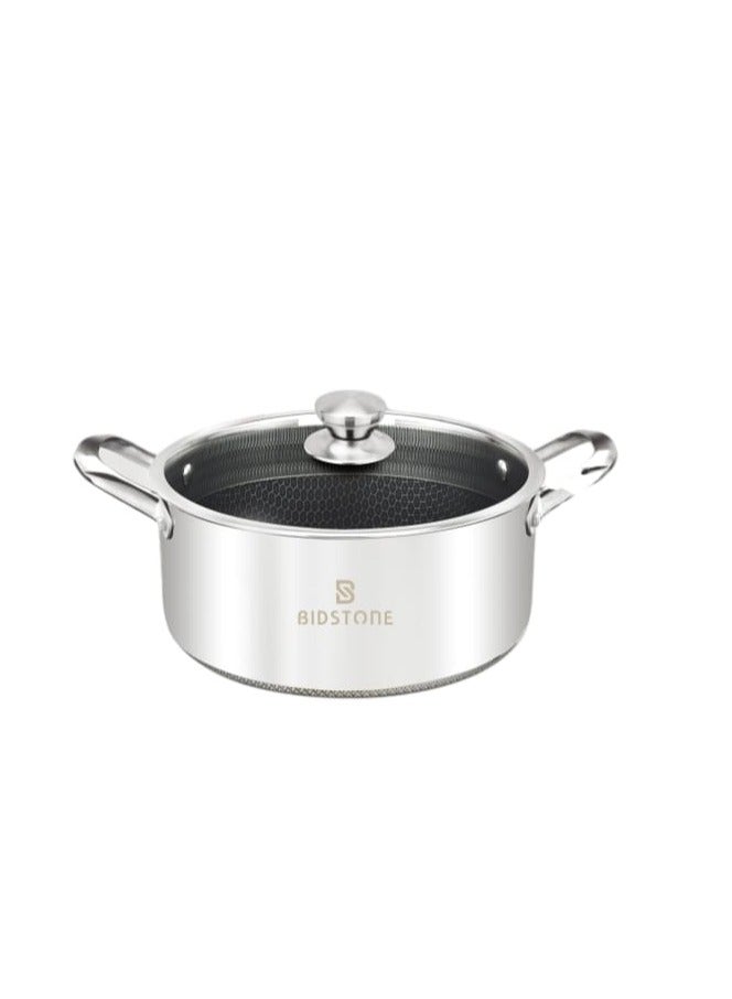 Bidstone Bidstone 8-Piece 18/10 Stainless Steel Cook Ware Set with Honeycomb Non-Stick – 3 Pots (20/24/28 cm) + 1 Shallow pot with Lids – Induction & Oven Safe  - Image 3