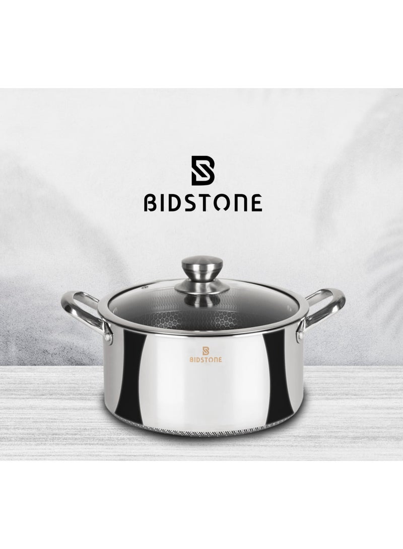 بيدستون طقم أواني الطهي 8 قطع، من الفولاذ المقاوم للصدأ 18/10، غير لاصق، بتصميم خلية النحل، مقاوم للخدش، قاعدة تحريض، طنجرة بغطاء 28 سم، طنجرة بغطاء 24 سم، طنجرة بغطاء 20 سم، وعاء ضحل بغطاء 28 سم، آمن للاستخدام في الفرن، قاعدة سميكة ثلاثية الطبقات، خالي من PFOA و PTFE و PFA. - Image 4