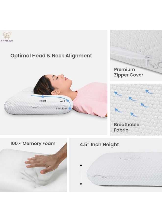 MY ARMOR Ventilated Cooling Gel Memory Foam Pillow Queen Size, Orthopedic Pillow for Sleeping & Neck Pain Relief | 22x14x4.5 Inches | with Removable Zipper Cover, White, Pack of 1 - pzsku/ZB4399B72A2F243BD8C23Z/45/_/1737806091/8e6589b8-28bf-4354-a8c7-862f68da4cb7