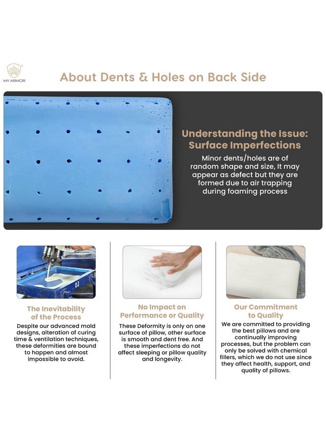 ماي ارمور وسادة MY ARMOR من إسفنج الذاكرة المبرد بالهلام، مقاس كوين، وسادة تقويم العظام للنوم وتخفيف آلام الرقبة | 22 × 14 × 4.5 بوصة | مع غطاء بسحاب قابل للإزالة، أبيض، عبوة من قطعة واحدة - Image 3