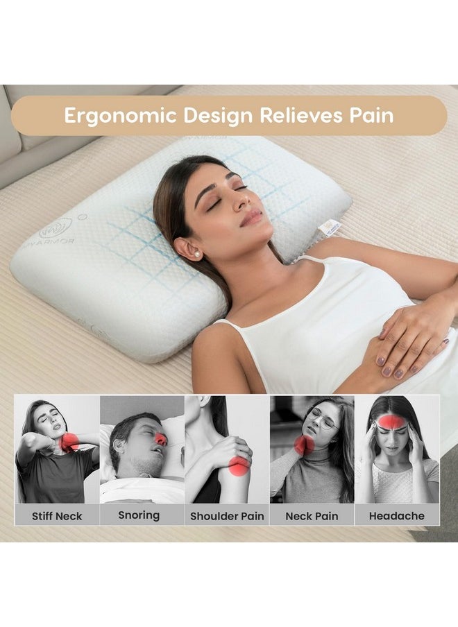 MY ARMOR Ventilated Cooling Gel Memory Foam Pillow Queen Size, Orthopedic Pillow for Sleeping & Neck Pain Relief | 22x14x4.5 Inches | with Removable Zipper Cover, White, Pack of 1 - pzsku/ZB4399B72A2F243BD8C23Z/45/_/1737806206/7b2b722b-4ec3-4b64-939f-bf7bbf50b87b