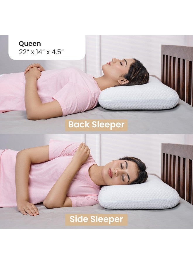 ماي ارمور وسادة MY ARMOR من إسفنج الذاكرة المبرد بالهلام، مقاس كوين، وسادة تقويم العظام للنوم وتخفيف آلام الرقبة | 22 × 14 × 4.5 بوصة | مع غطاء بسحاب قابل للإزالة، أبيض، عبوة من قطعة واحدة - Image 2