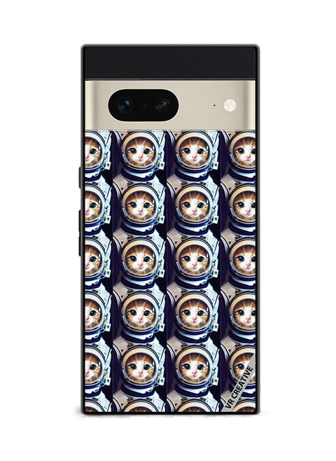 Protective Case Cover For Google Pixel 7 Cat Face Inside Astronauts Helmet Pattern Design Multicolour