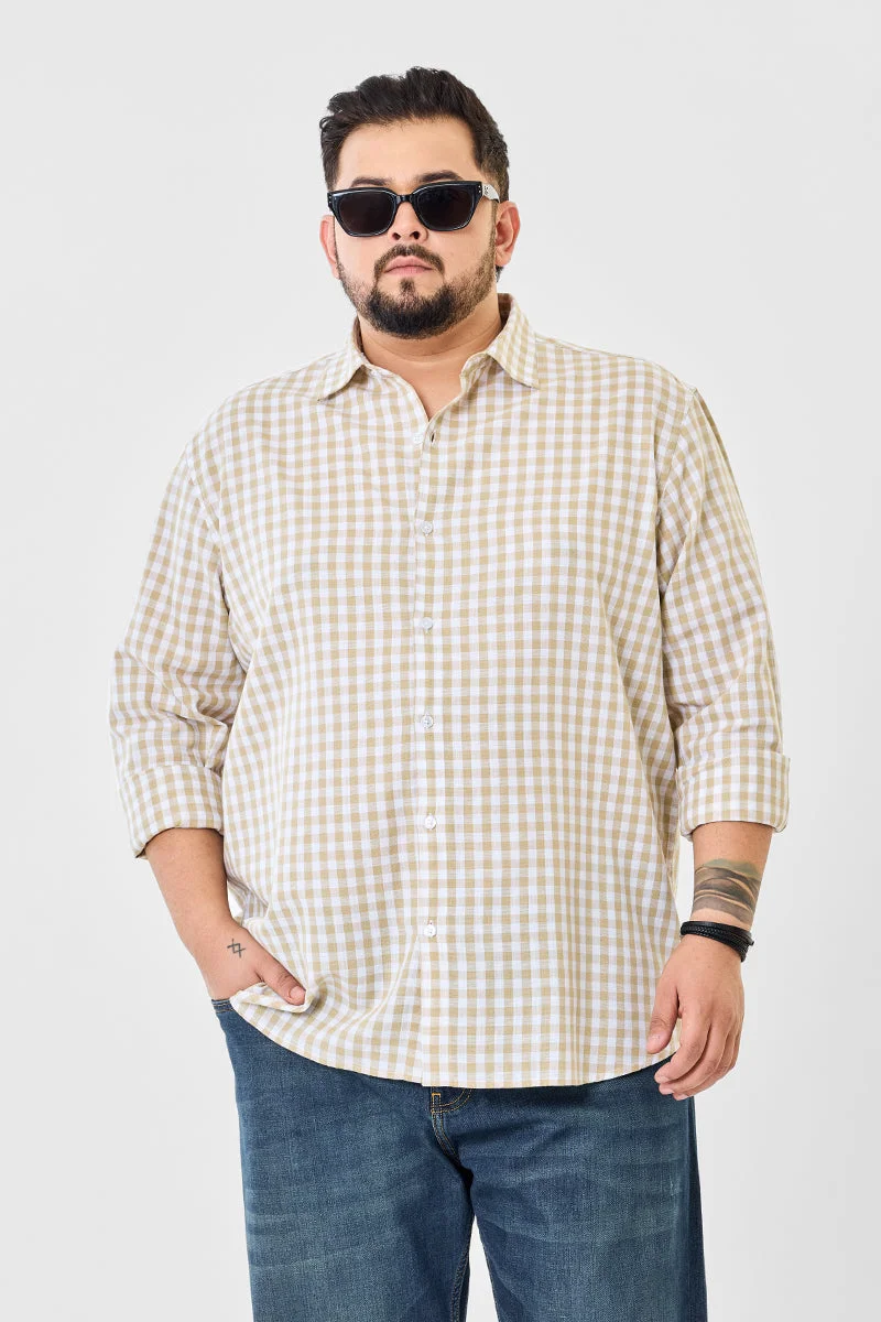 SNITCH Linen Blend Checks Plus Size Shirt